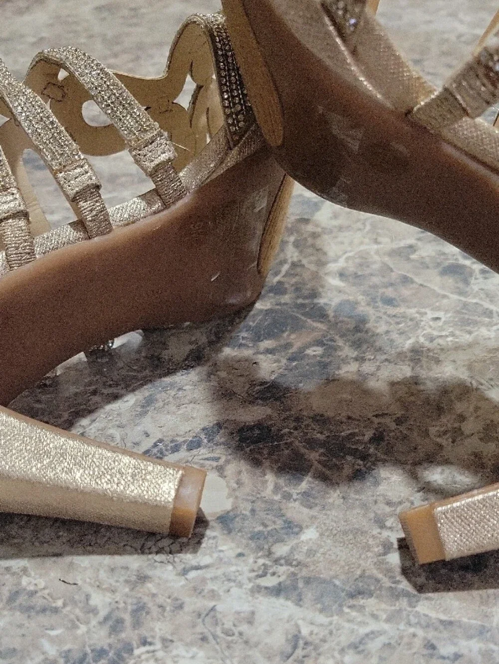 Alex Marie Champagne Gold Crystal Strappy Heels